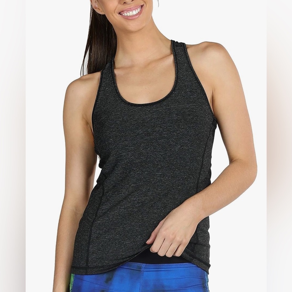 RUC Gap Black Racerback Tank Top built-in bra, yoga, athletic, medium